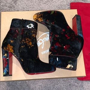 Christian Louboutin Velvet Floral Bouquet Booties